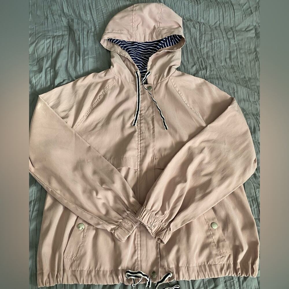 E hangar M Full Zip Soft Pink Jacket Pockets hood elastic waist Size S